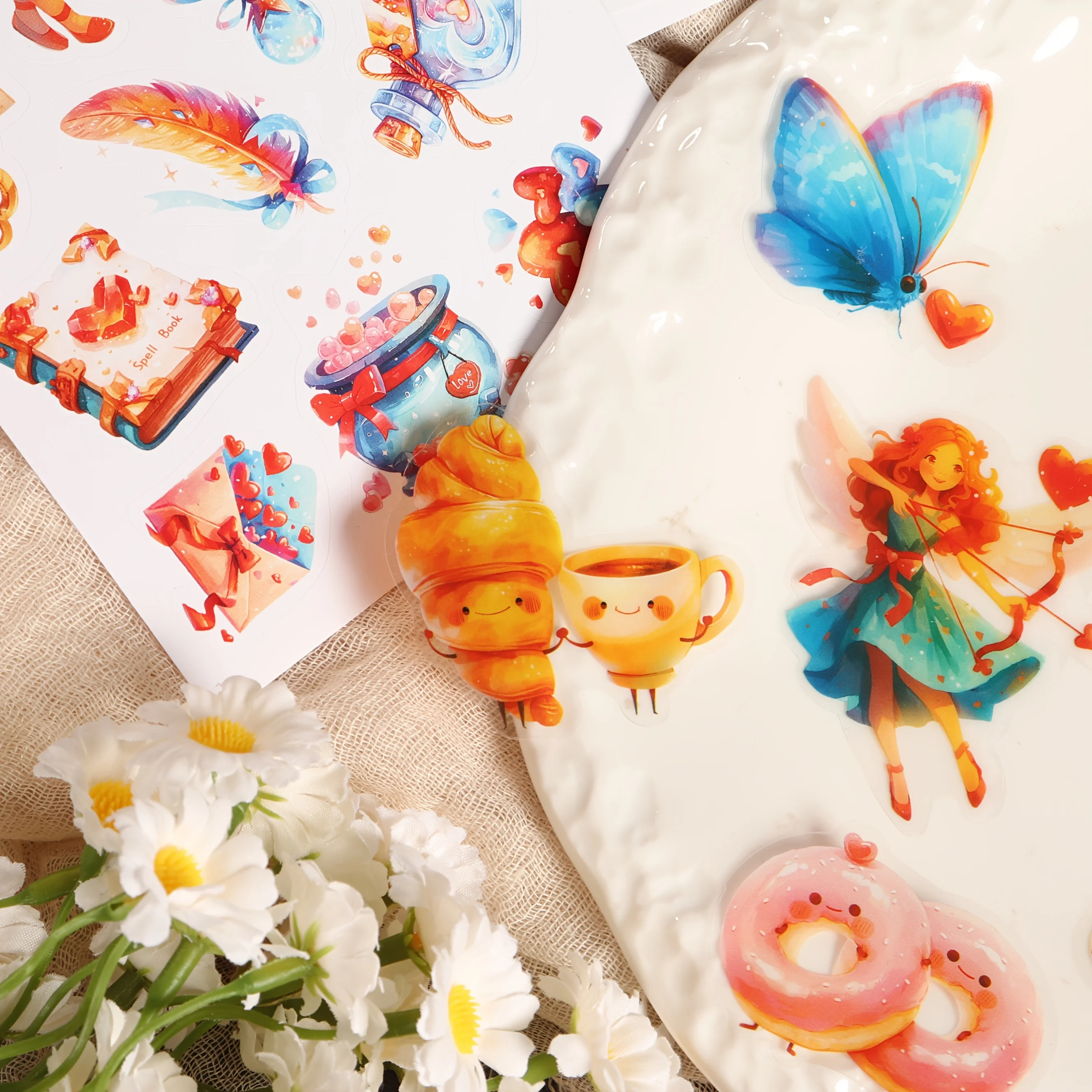 70–78 Stück PET- und Kunstdruckpapier-Aufkleber-Set, Liebesthema, für Urlaubsdekoration, Scrapbooking, Grußkarte, Postkartendekorationen – Detail 1