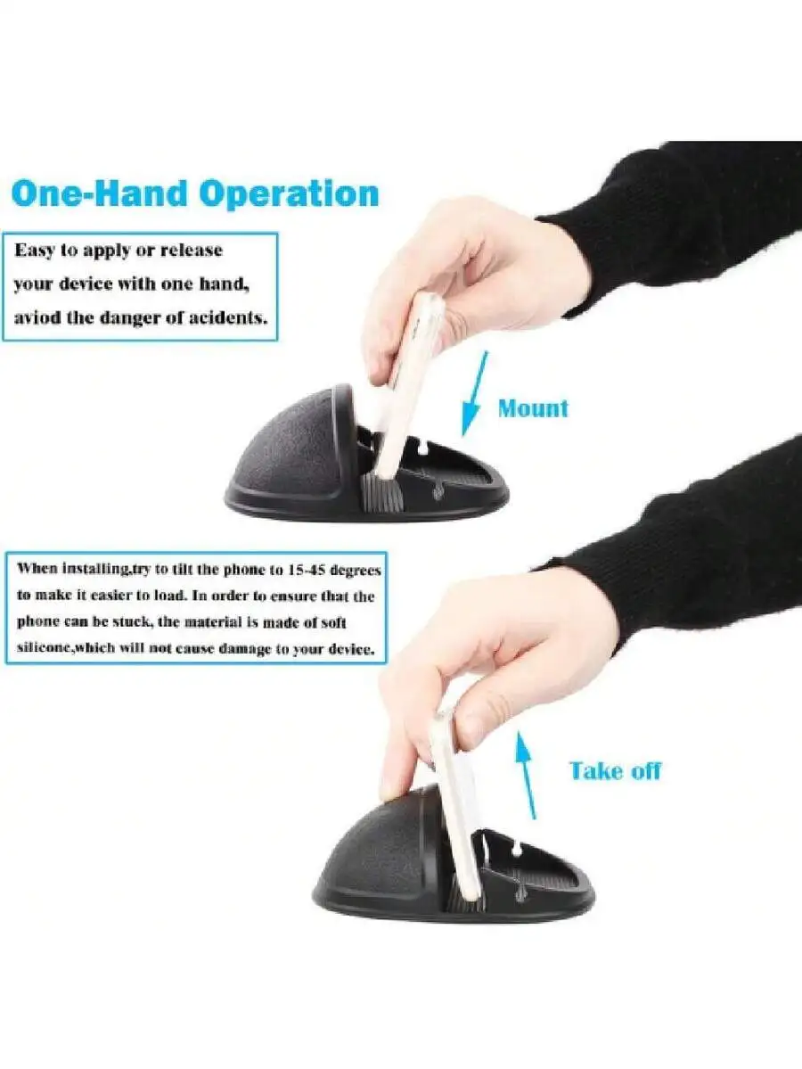 

Silicone Car Dashboard Phone Holder Anti-Slip Mount For Smartphones One-Hand Operation