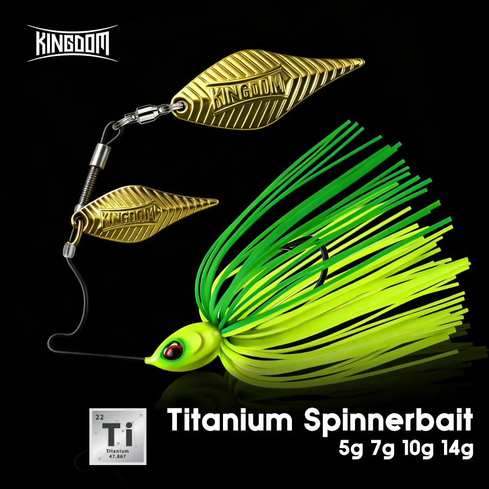 Kingdom Titanium Spinnerbait 5g 7g 10g 14g Metal Sequins Titanium Alloy Frame Bass Jig Spinners Spoon For Bass Fishing Tackle