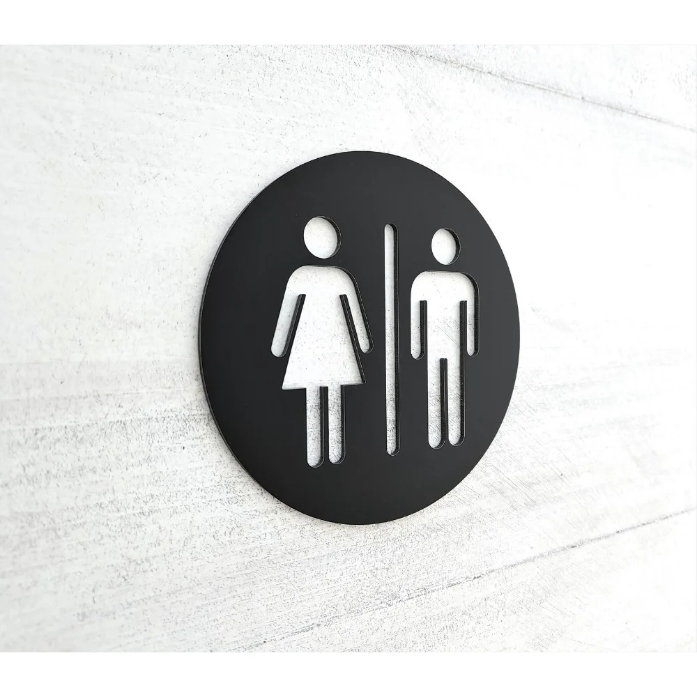 CIFBUY Wrought Iron Metal Wall Art Unisex Restroom Sign For Modern Office Bathroom Toilet Door Hanging Ornament Gift