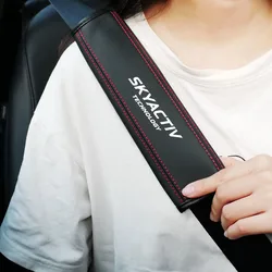 1 Pcs Car Seat Belt Leather Safety Belt Shoulder Cover Protect Pads Case for Mazda skyactive 2 3 5 6 8 cx3 cx4 cx5 cx8 cx9 cx30