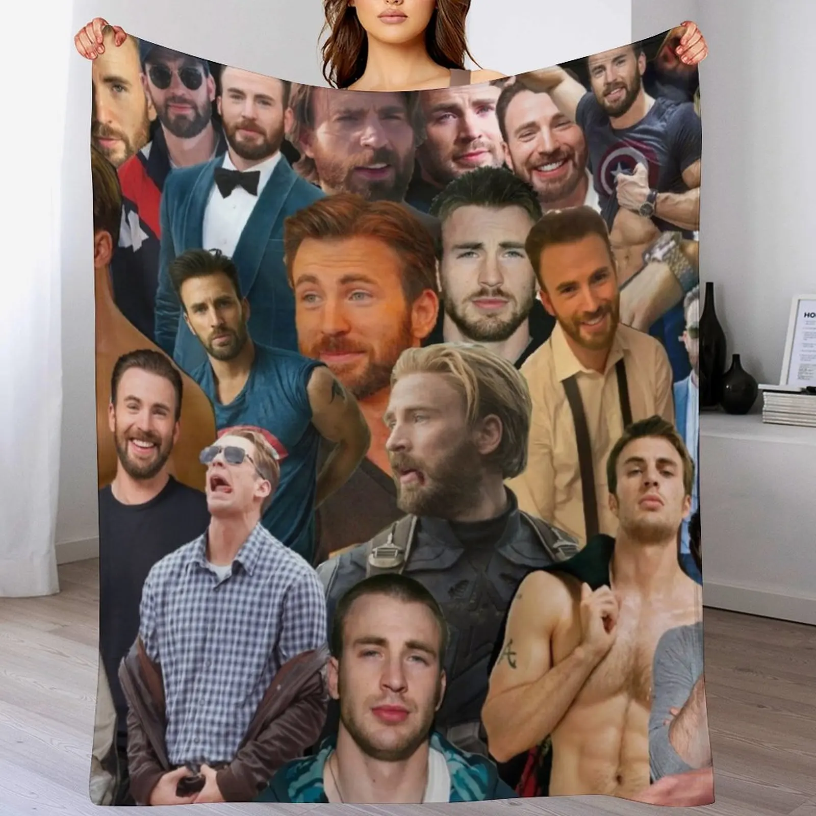 Chris Evans Collage Throw Blanket anime Shaggy Kid'S Blankets