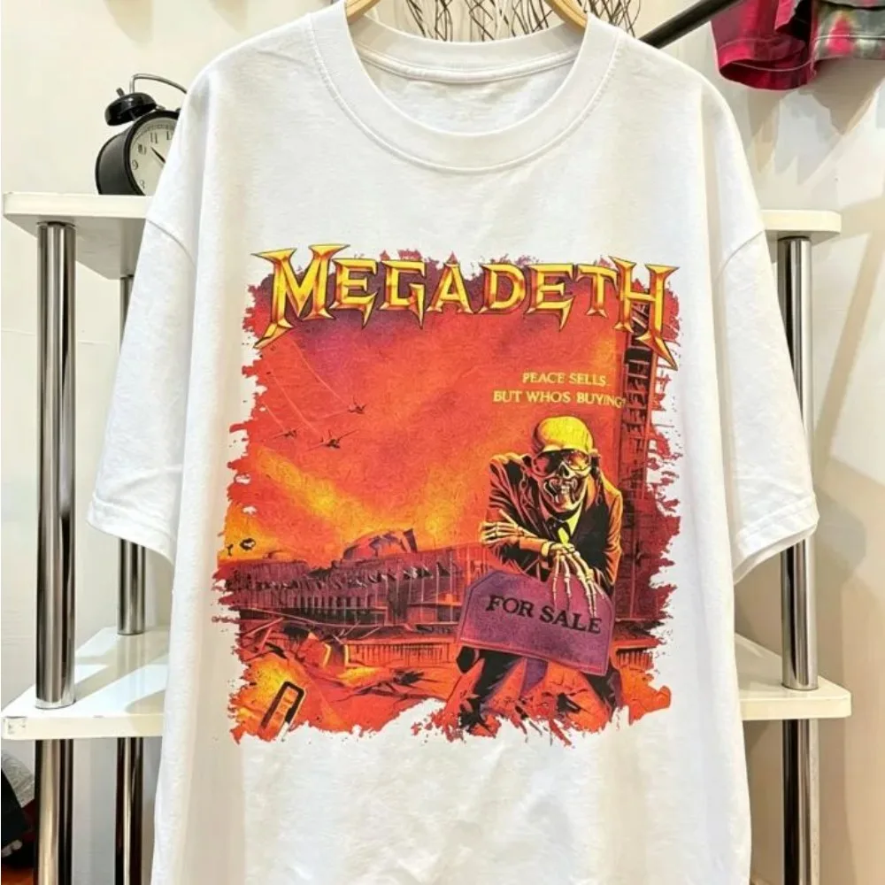 2026 Men Megadeth Peace Sells T Shirt Vintage Thrash Metal Rock Album Cover Tees Short Sleeve Cotton T-shirt Streetwear