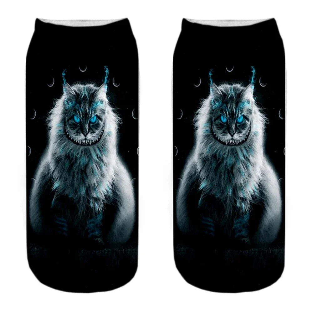 New Arrival! 3D Printed Two Cat Socks, Cute and Funny, Ideal for Women and Men\'s Gothic Night