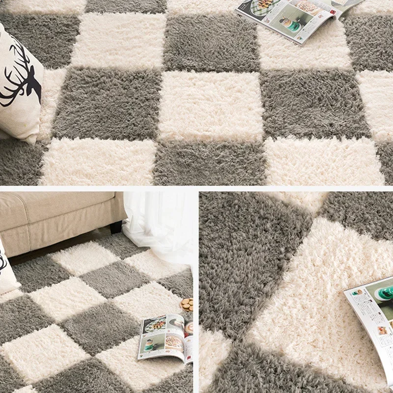 30X30cm DIY Jigsaw Shaggy Carpet Living Room Bedroom Soft Floor Area Rug Children Kids Magic Patchwork Plush Mat Baby Play Mats