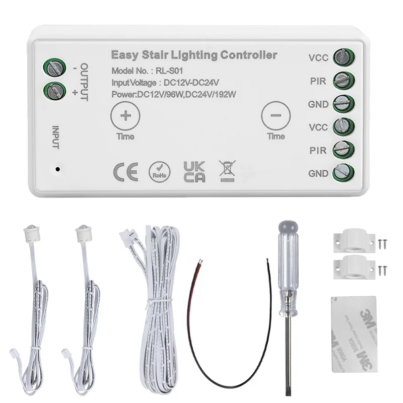 WiFi Tuya APP DC 12V 24V 8A Easy LED Stair Lighting Controller with PIR Infrared Human Motion Daylight Sensor Switch RF Remote