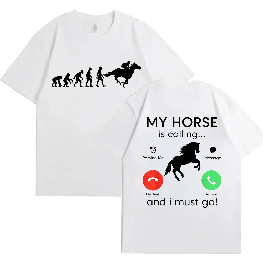 Horsing Shirt for Women Horse Riding Evolution Anime T Shirt My Horse Is Calling...and I Must Go Funny T Shirt Women T-shirts