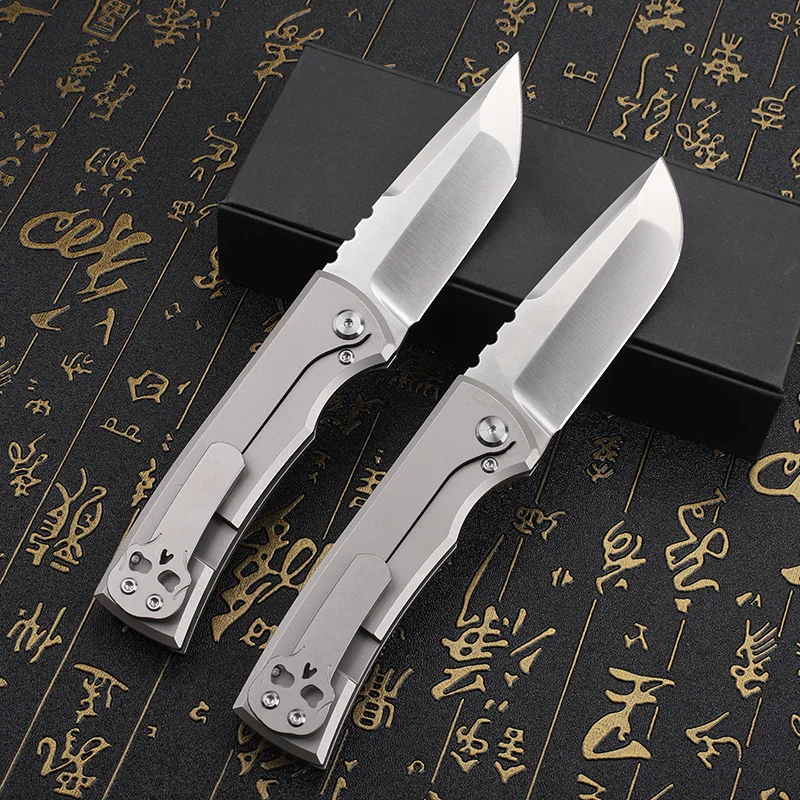 D2 steel blade, titanium alloy handle, folding knife, outdoor hunting, self-defense, camping, survival, cutting, portable knife