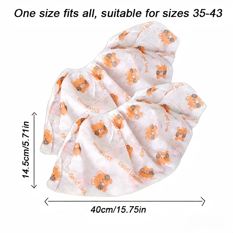 50 Pcs Cute Bear Pattern Shoe Covers - Disposable Non-Slip for Indoor Floors, Party & Holiday Guests - Keep Home Clean​