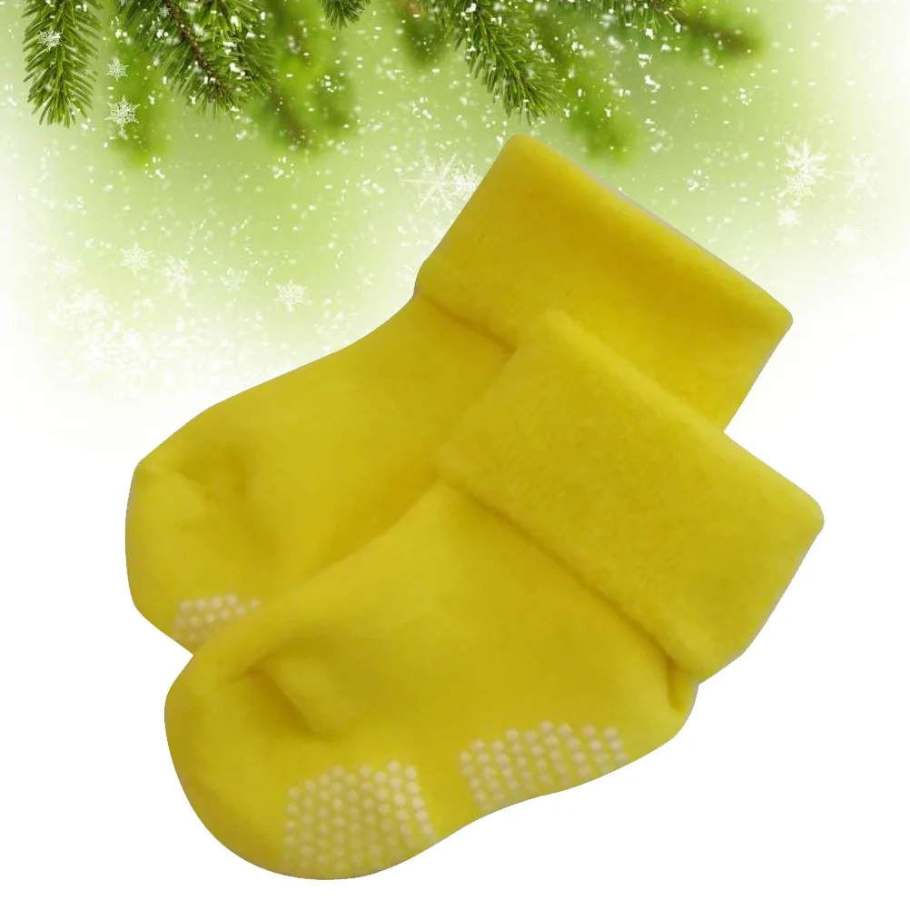 

Baby For Girls Boys Newborn Cotton Thick Anti-Slip Autumn Winter Loose Fit 1-3 Years Yellow Warm Unisex Socks For