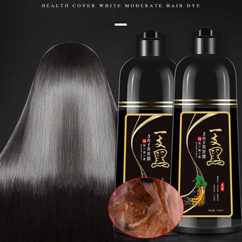 500ml Permanent Black Hair Shampoo Organic Natural Fast Hair Dye