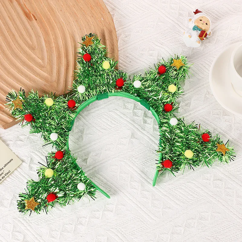 Christmas Tree Star Hair Ball Headnad Christmas Dress Up Head Wear Noel Happy New Year Head Band Natal 2025 Navidad Gift Favor