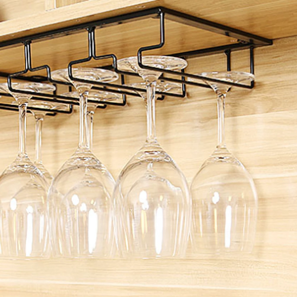 

Iron Cup Holder Useful Wine Glass Rack Wine Glass Hanger Wine Glass Hanging Stand for Bar Home (Black, Three-slot)