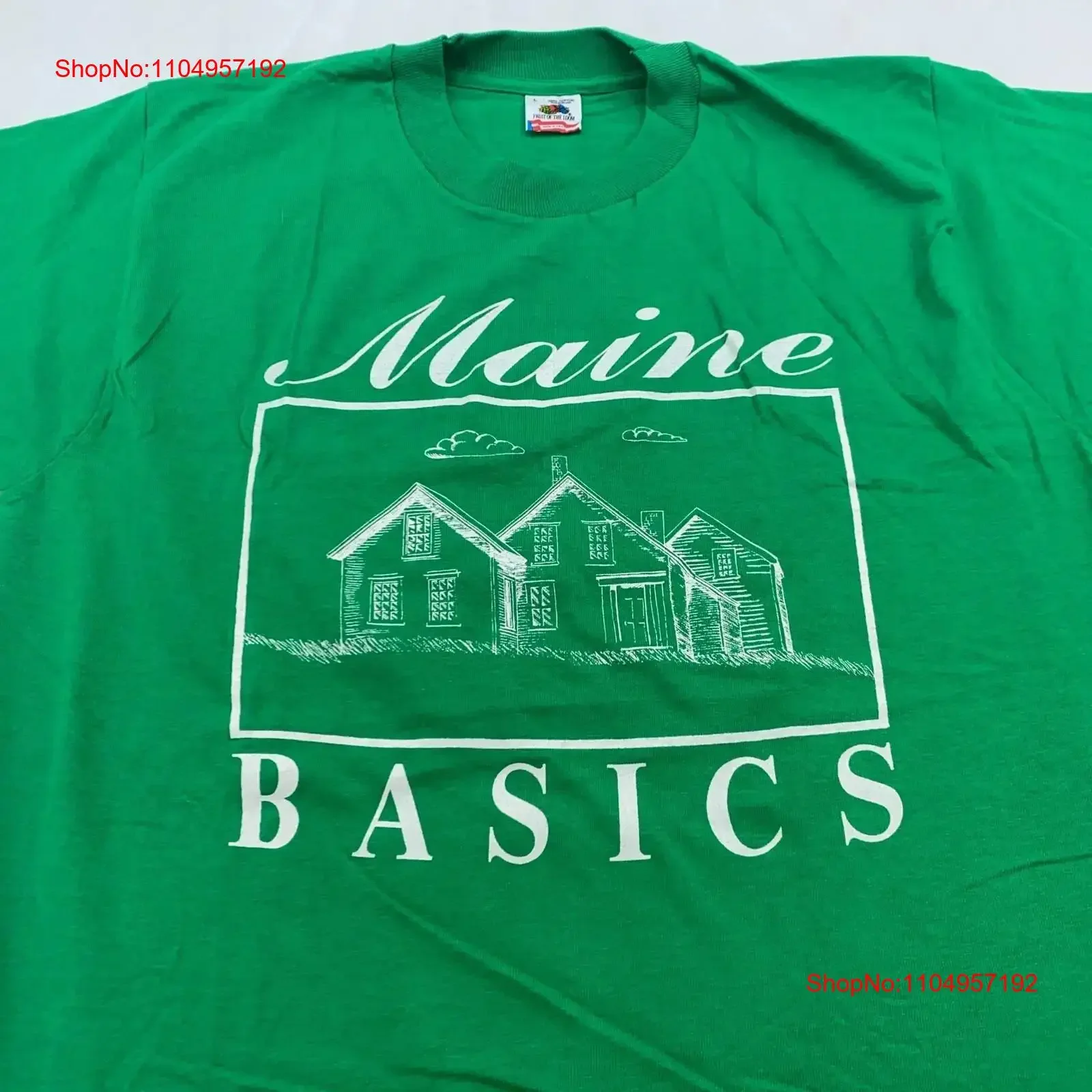 

Винтажная футболка MAINE BASICS HOME 90-х годов, M L, винтажный стираный дышащий слегка растянутый топ для повседневной носки, повседневная одежда