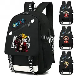 One Piece Backpack Canvas Bookbag Teen Student Back To School Rucksack Girl Boy Cartoon Schoolbag Men D Luffy Leisure Knapsack