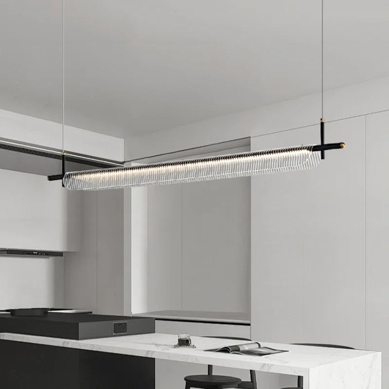 Italian minimalist hardware pendant light modern long LED pendant light restaurant tea room island platform bar counter lighting