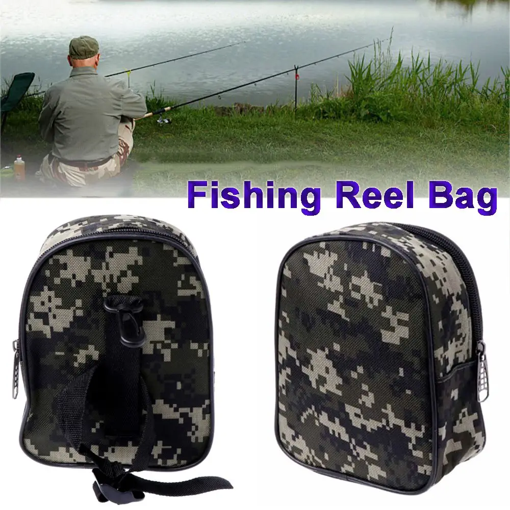 

Mini Portable Camouflage Tackle Sport Pocket Storage Pouch Protective Case Fishing Reel bag Fishing Bag
