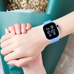 Digital display square LED electronic watch for children