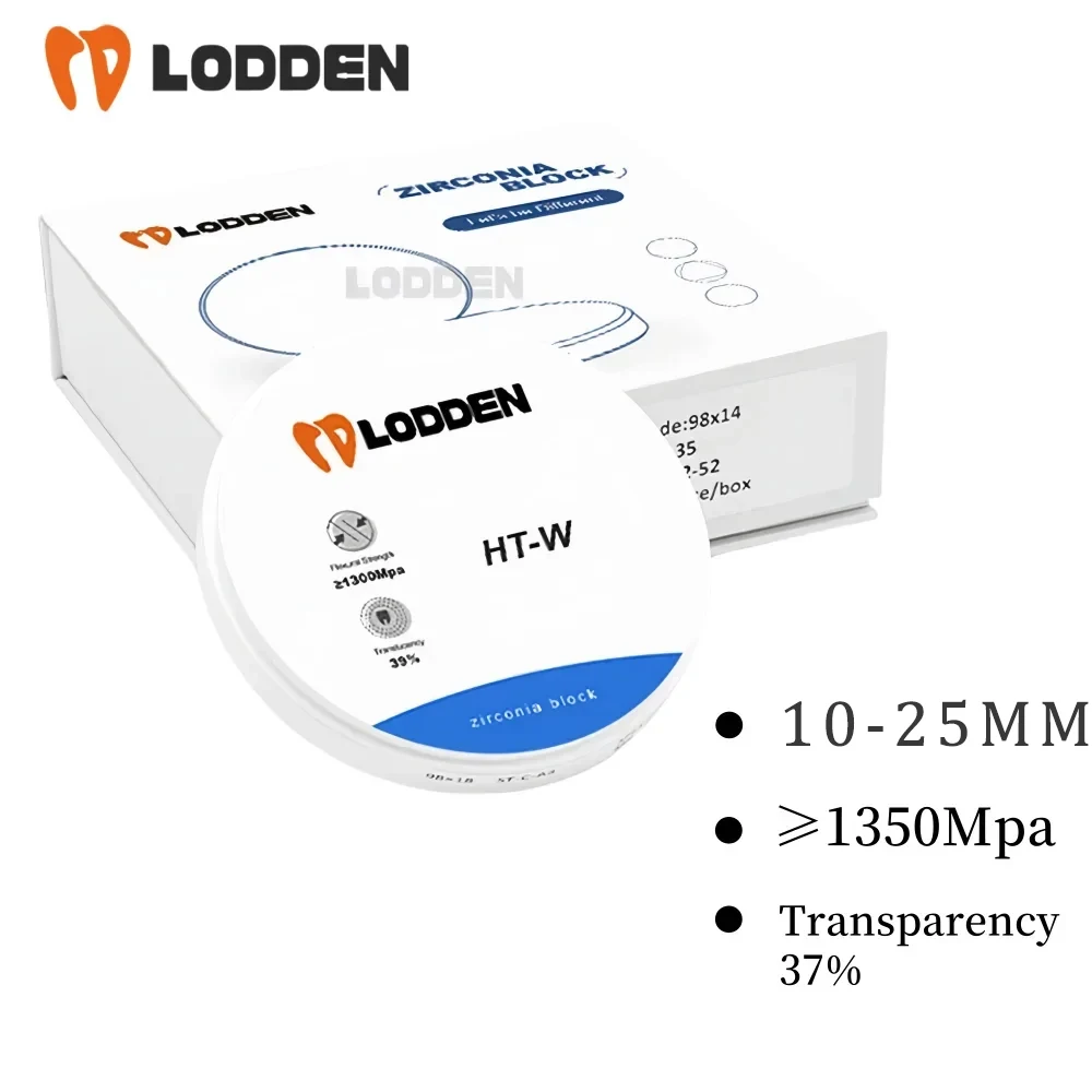 

Lodden HT-W Zirconia Block 98mm White Transparency 37% Strength Dental Material Milling Preshaded Zirconium Disc