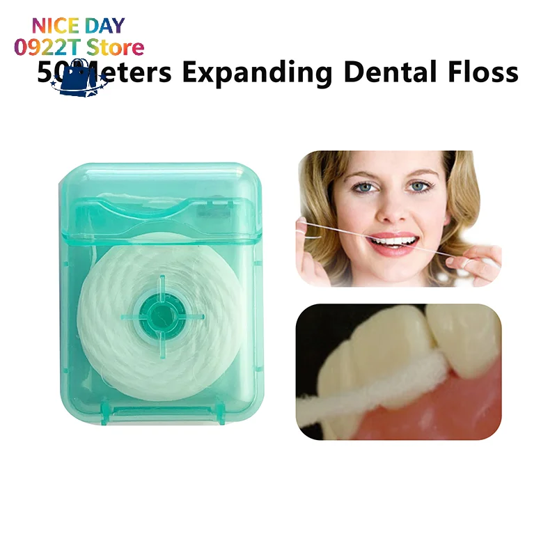 50M Water Expanding Dental Floss Roll Fluffy Soft Floss Oral Cleaning Tool For Adults Home Use Interdental Teeth Care@#X