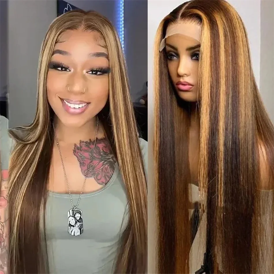 

30 Inch Highlight Wig Human Hair 13x6 lace Frontal Wig 13x4 Honey Blonde Colored HD Lace Front Wigs 100% Human Hair Pre Pluked