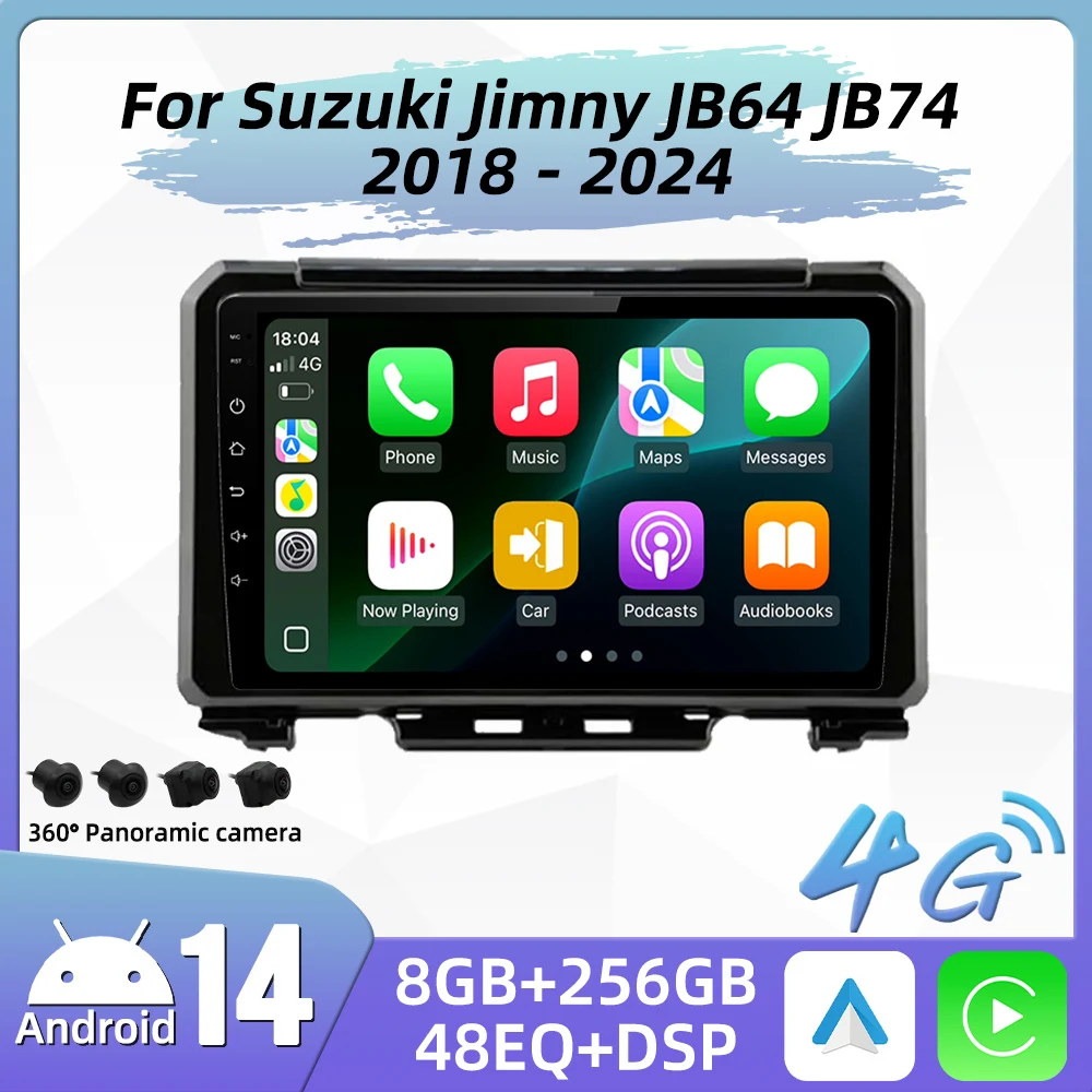 Carplay السيارات لسوزوكي جيمي JB64 JB74 2018 - 2024 راديو السيارة أندرويد سيارة مشغل وسائط متعددة نظام تحديد المواقع والملاحة ستيريو اللمس 2 Din 4G #1