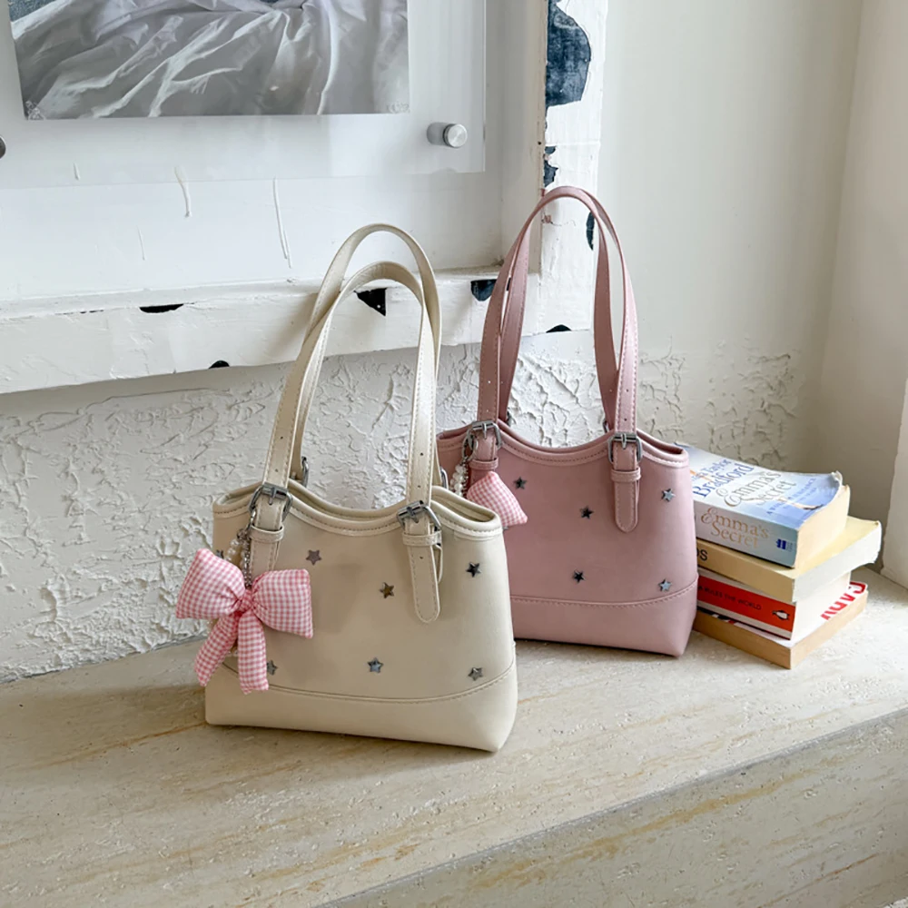 Fashion Star Rivet One Shoulder Bag Women's High Grade PU Leather Underarm Bags Korean Style Commute All-Match Dating Handbags