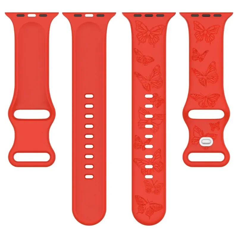 Silicone Strap For Apple Watch 11 10 9 8 7 6 5 4 SE Engraved Pattern Wristband For iWatch Ultra 3 49mm 45mm 41mm 44/40mm 42/46mm