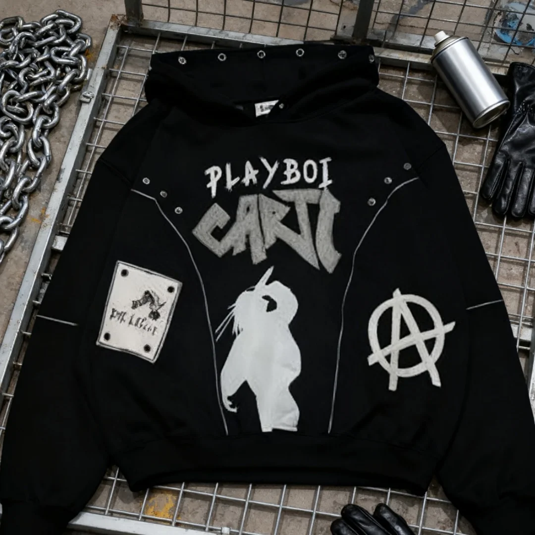 

Men's Y2K Oversized Zipper Hoodie Harajuku Style Summer Retro Street Goth Punk Hip-Hop Rock American Classic Unisex Sweats