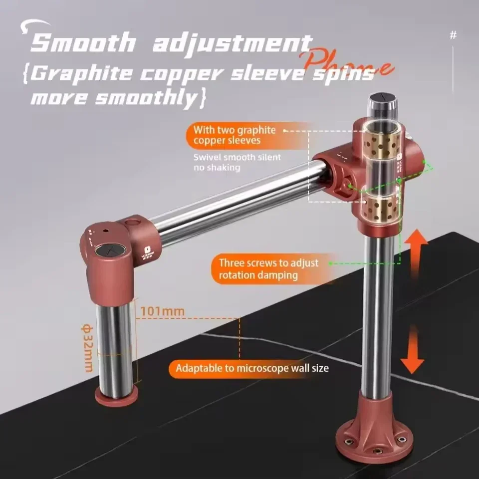 YCS Universele scharnierende focusarmhouder, draaibaar 360° °   Voor verrekijker trinoculaire stereomicroscoop camera reparatie tools