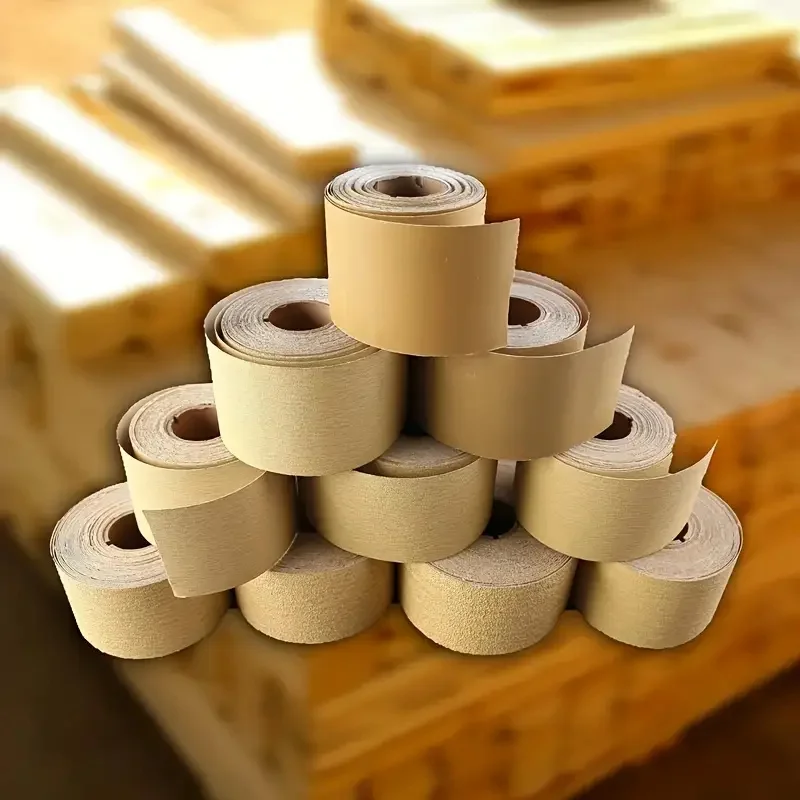 1 Rolle Gelbes Selbstklebendes Schleifpapier PSA Klebende Schleifrolle für Autokarosserie Holzbearbeitung Polieren – Detail 4