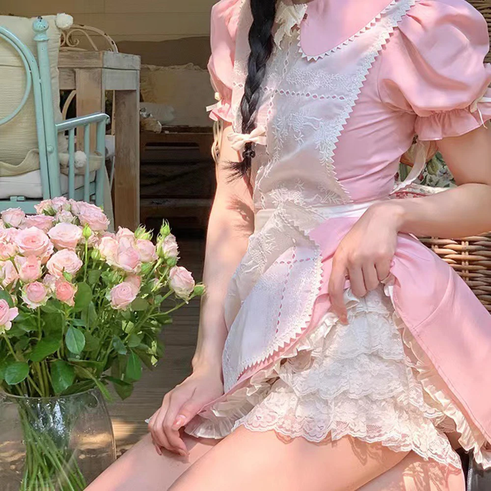 Robe gâteau en dentelle pour femme, jupe gâteau, culotte Lolita, short de sécurité, pantalon vintage, short de sommeil à la maison, peut être porté