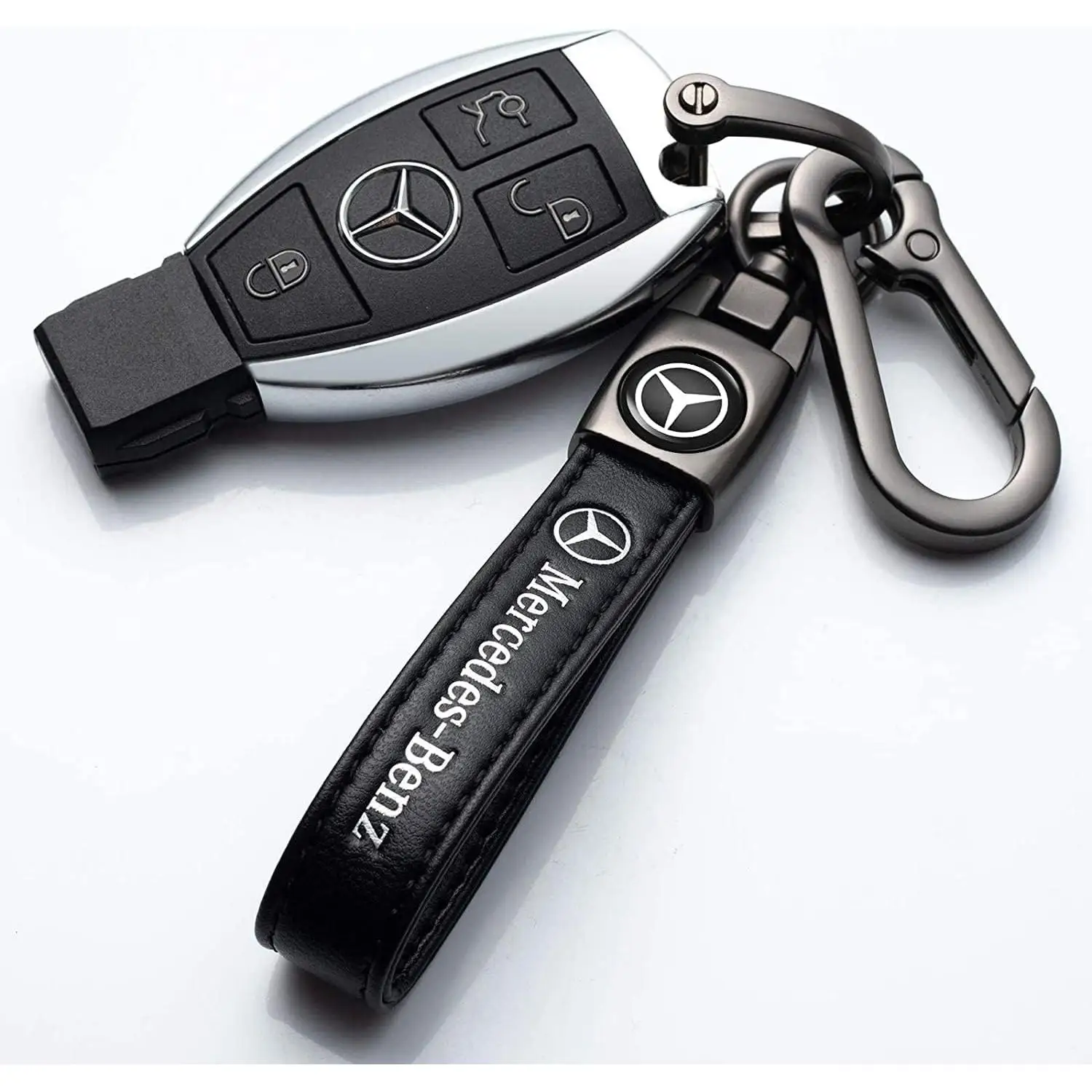 Chaveiro emblema de carro de couro, chaveiro, acessórios para mercedes benz amg w177 w176 x166 x167