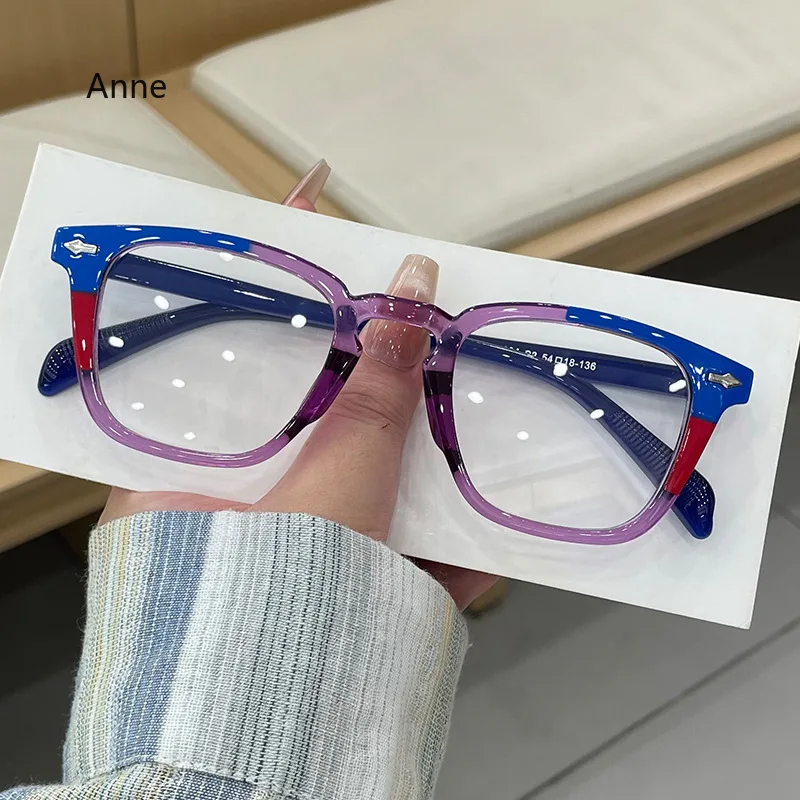 

Square Women Fashion Sunglasses Shades UV400 Retro Rivets Clear Gradient Men Trending Sun Glasses Blue Light Blocking Glasses