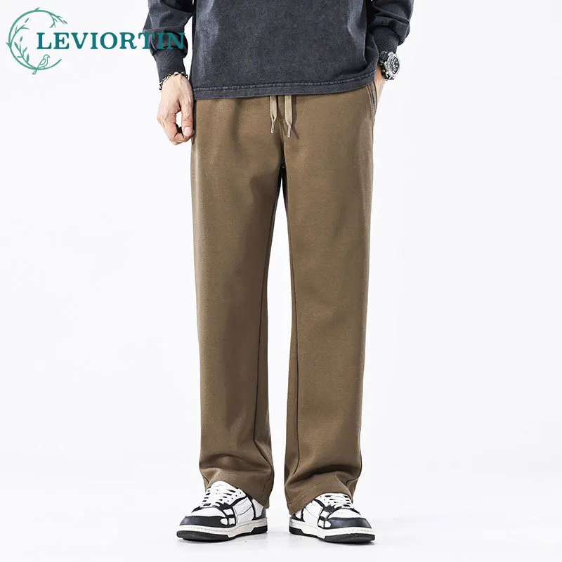 

2025 Men's Spring and Autumn New Versatile Trendy Casual Pants with Dripping and Durable Straight Leg Wide Leg Waist Pants