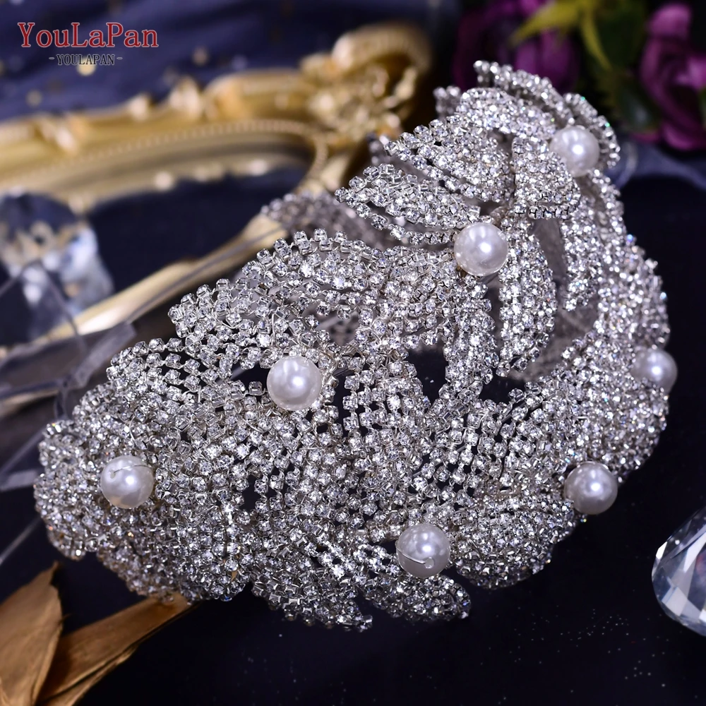 

YouLaPan Bridal Headband Wedding Bride Headpiece Rhinestone Bridesmaid Headwear Women Party Hair Band Banquet Jewelry HP411