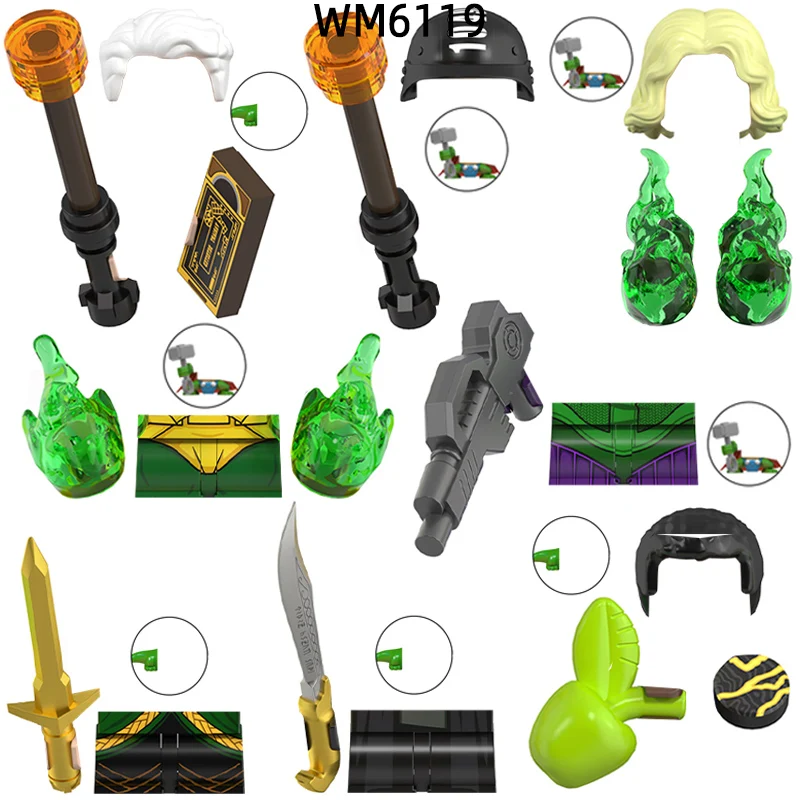 مجموعة قوالب الطوب للأطفال ، شخصيات الحركة ، الشعلة ، أسلحة الكتب ، السراويل ، أجزاء الشعر ، هدايا اللعب ، WM6119