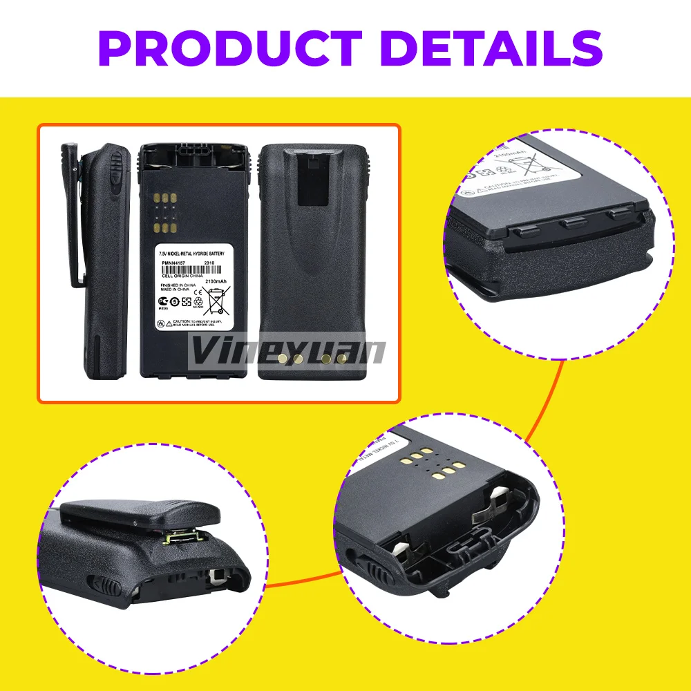 PMNN4157 2100mAh Rechargeable NI-MH Battery for Motorola GP328 GP338 GP340 PTX760 MTX850 HT1500 HT1250 LS  PRO7150 Two-way Radio