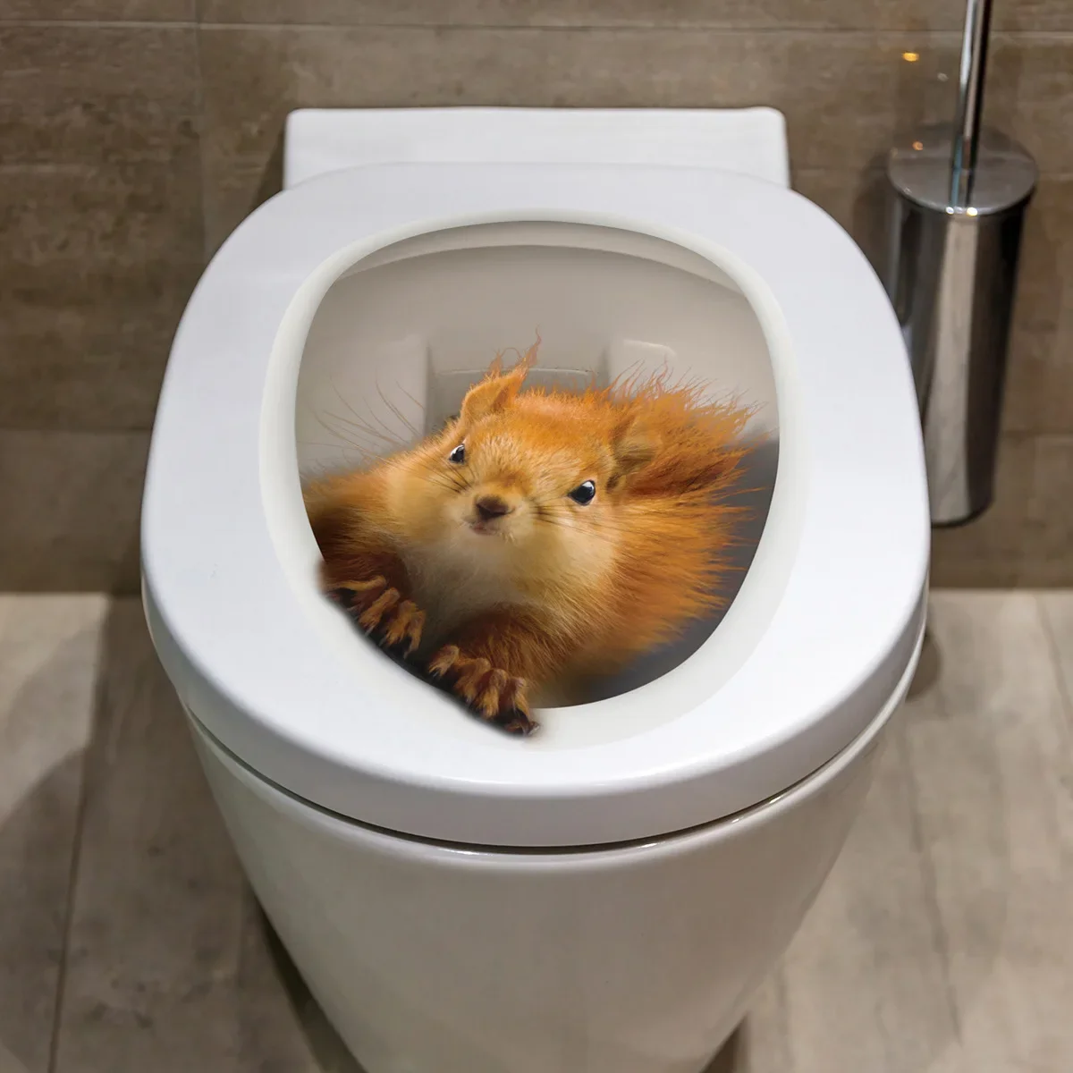 

3D Cartoon Squirrel Wall Sticker Bathroom Toilet Living Room Home Decoration Poster Background Wallpaper Wc Toilet Cover Sticker