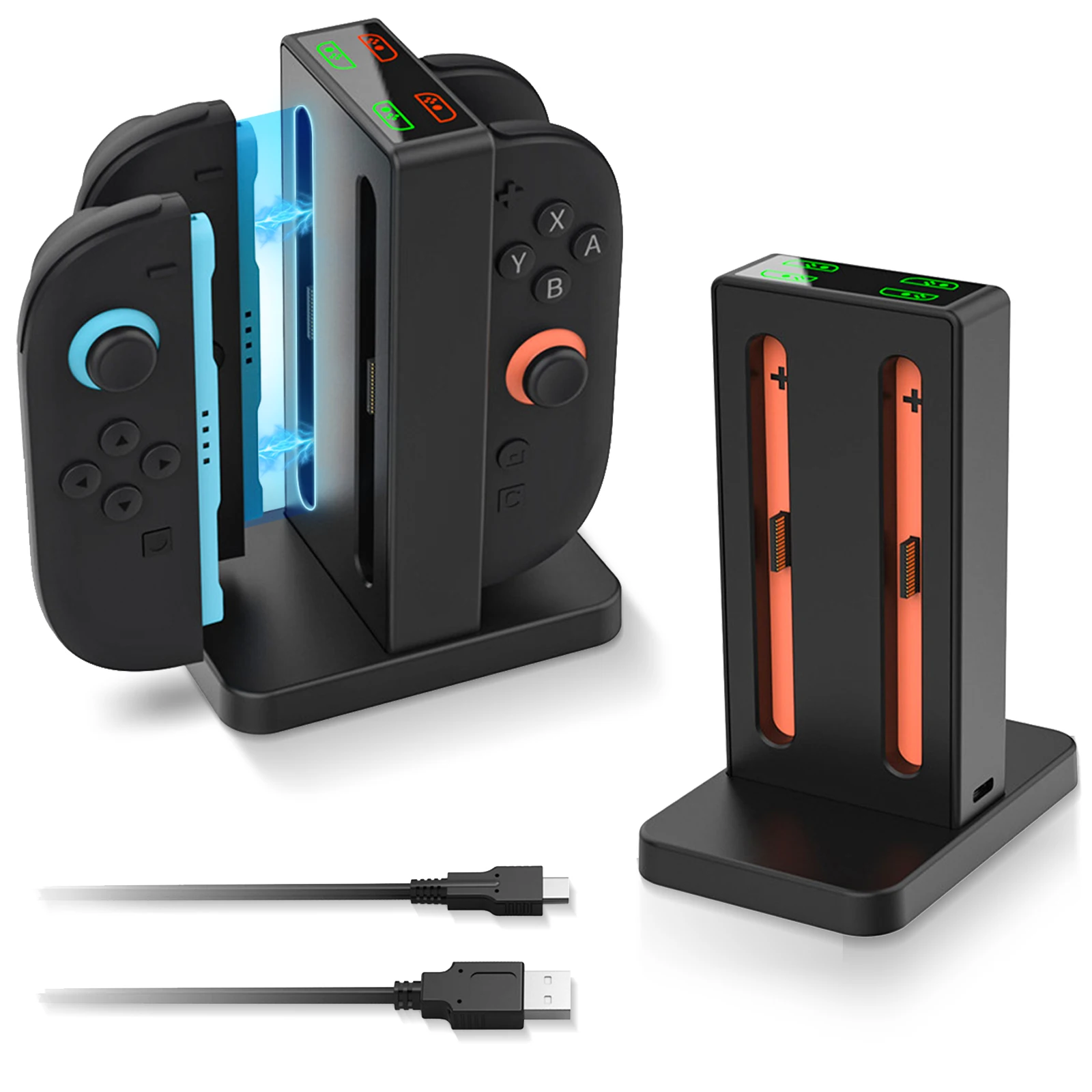 4 in 1 Controller Charger Compatible with Switch 2 Charging Dock for Joy-Pads with Sound Alerts and Charging Indicator USB Cable