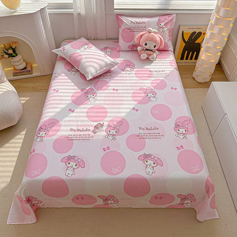 

Sanrio My Melody Kuromi Sheet Pure Cotton Student Children's Single Bed Sheet Double Bed Sheet Princess Style Home Campus Sheet