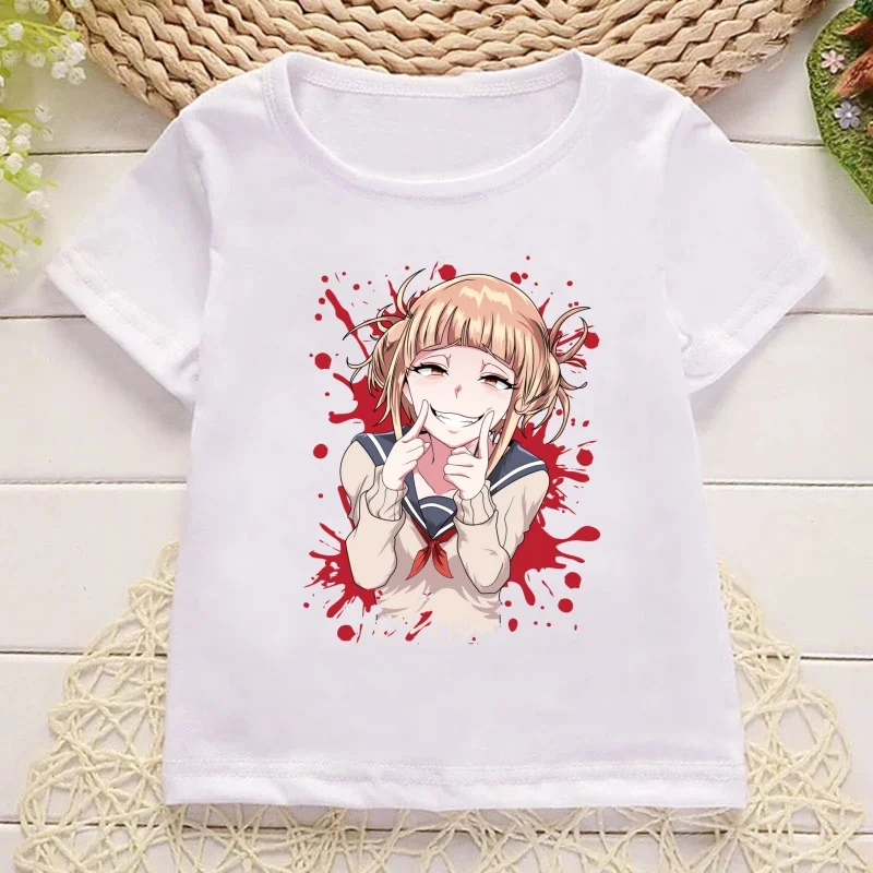Anime Boku No Hero Academia Himiko Toga Print Kids T shirt Girls Summer Tops Baby Boys Clothes Children Short Sleeve T-shirts