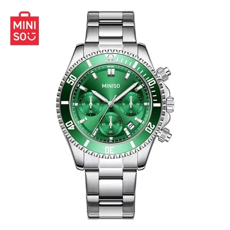 

MINIO/Miniso Black and Green Water Ghost Men's Watch, High end Simulation Edition, Fine Steel Belt Men's Watch