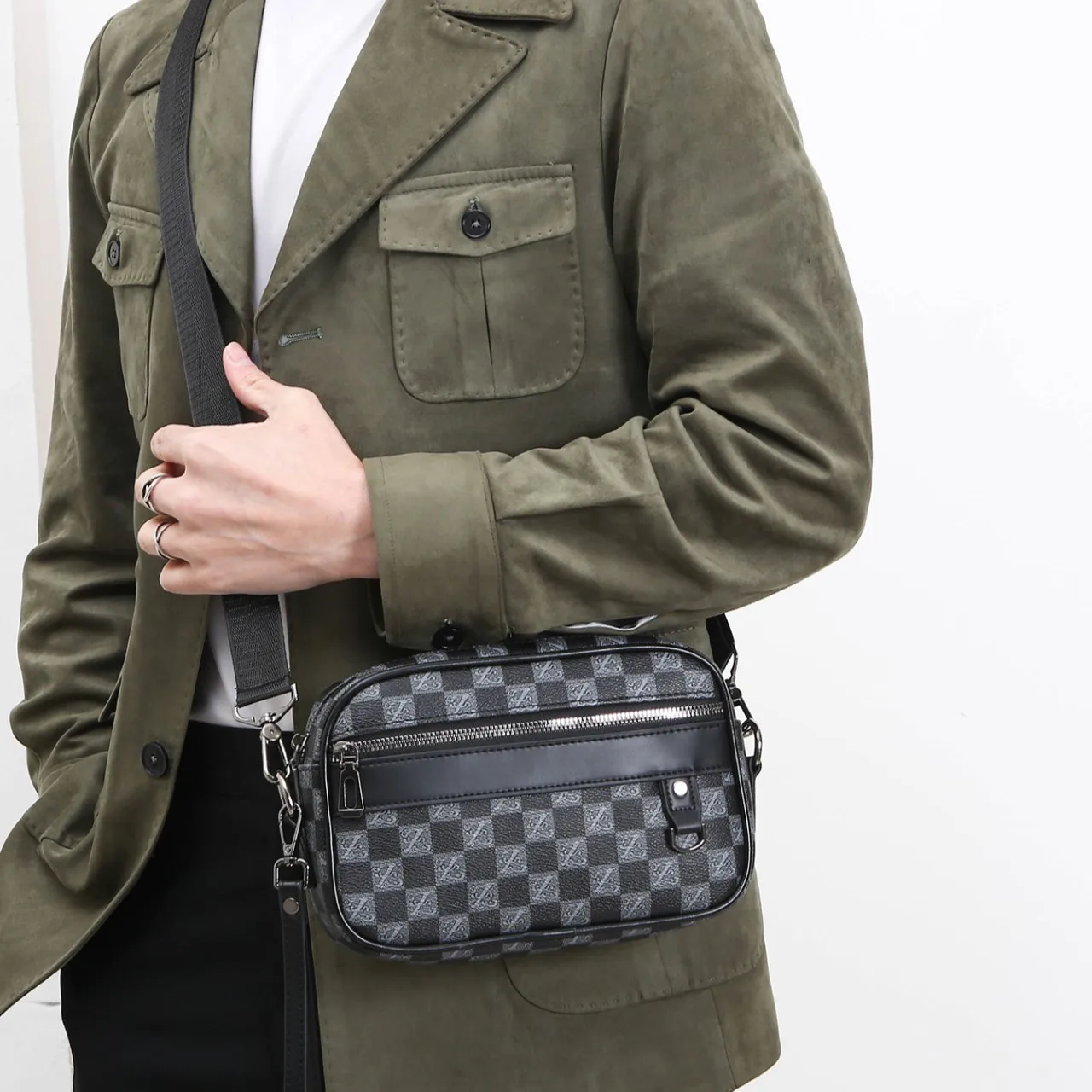 New Fashion Multifunctional crossbody bag Men\'s High-Quality PU Business Handbag Street Trend shoulder bag with niche design