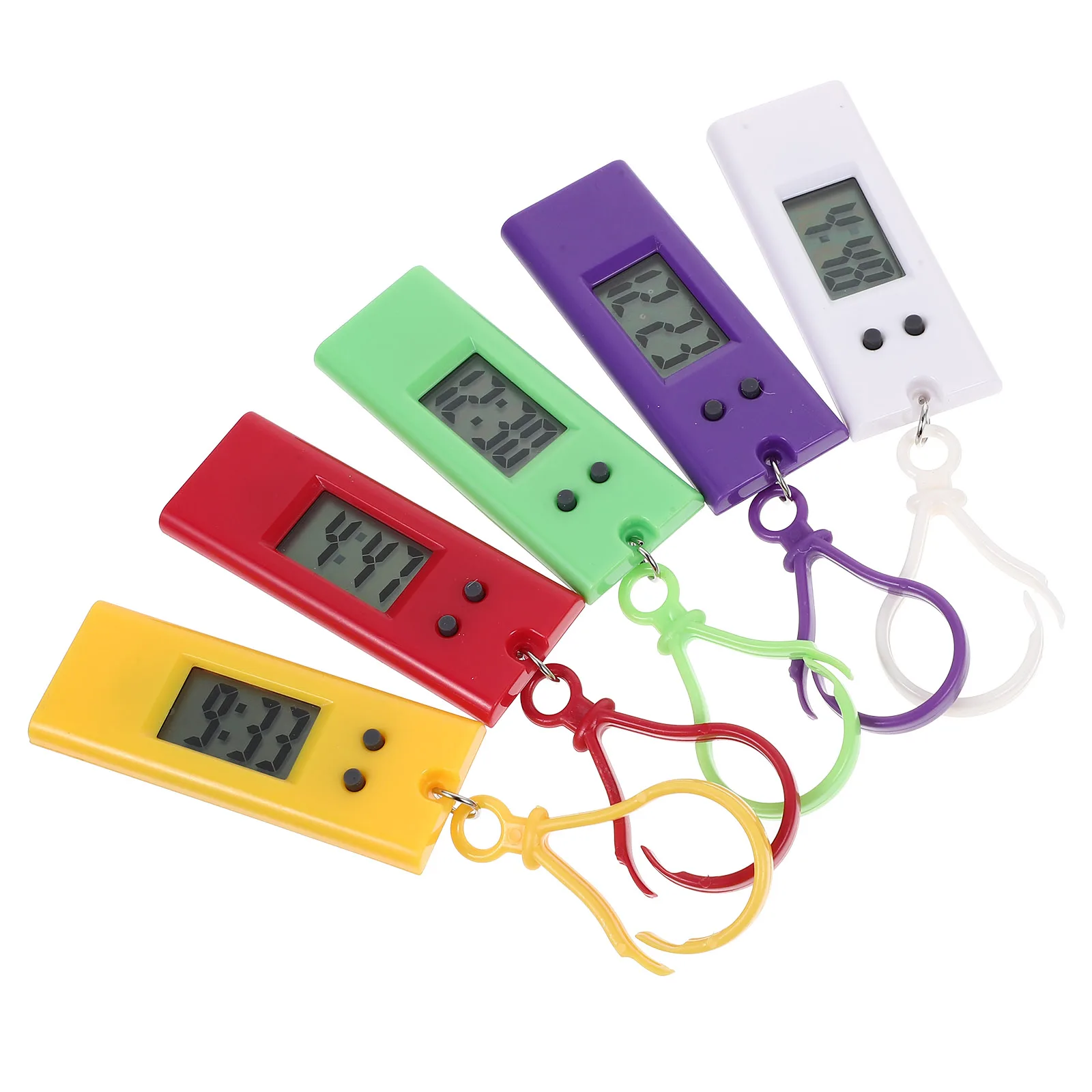

5pcs Keychain Electronic Watches Premium Clip-On Pocket Watch For Belt Loop Backpack Accurate Time Simple Design Random Color