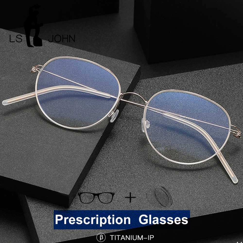 

Pure Titanium Glasses Frame Men Ultralight Screwless Myopia Reading Optical Prescription Eyeglasses Women Round Myopia Eyewear