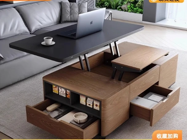 Multifunctional lifting coffee table becomes dining table dual-purpose integrated folding telescopic