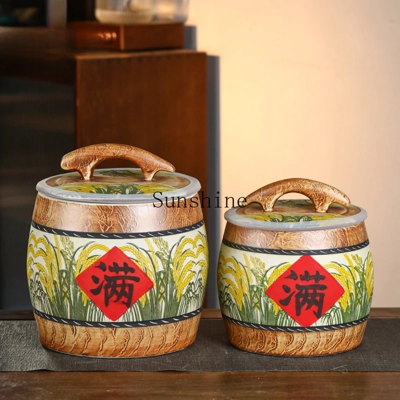 

Ceramic rice vat sealed flour anti-tide insect rice bucket simple and durable