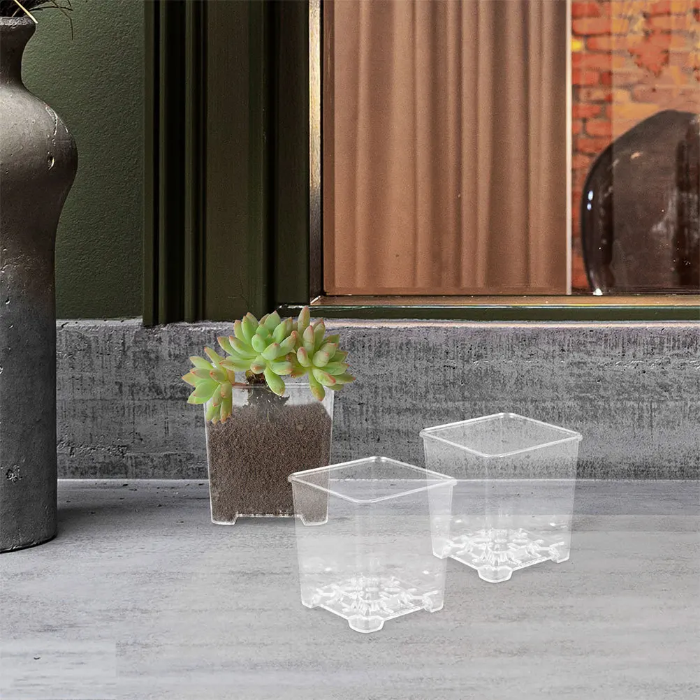 

4pcs Clear Acrylic Orchid Pots With Holes Breathable Plant Nursery Pots For Garden Flower Planting Clear Planter Garden Supplies