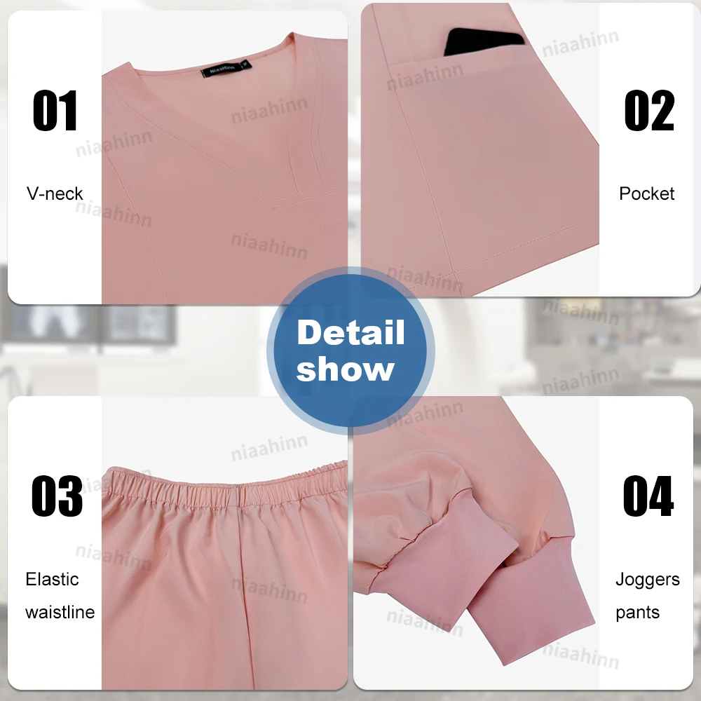 Surgical Uniforms Woman Veterinary Work Uniforms for Pet Hospital Clinics Women Soft Nursing Short Sleeved Top+pants Scrubs Sets